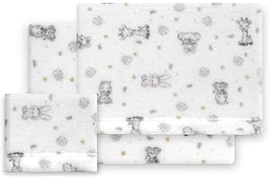Interbaby - Juego Sabanas Minicuna 50x80 Poliester 100% | Sabana Cuna Bebe Coralina, Cálida | Incluye Sabana Bajera, Encimera y Funda de Almohada | Ideal para Invierno | Koala Blanco/Rosa