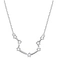 CLARA 925 Sterling Silver Horoscope Astrology Star Constellation Zodiac Sign Pendant with Chain Birthday Gift for Women and Girls