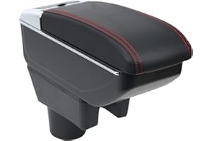 OYHCM Car Armrest for Mitsubishi Mirage Space Star Double Storage Centre Console Armrests Easy Assembly Black Leather