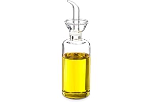 TIENDA EURASIA – Aceitera Cilíndrica | Material Cristal | Aceitera Antigoteo | Transparente | para Mesa de Cocina | Fácil de Limpiar | Aceiteras para Cocina (250 ml)