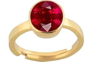LMDPRAJAPATIS Ring für Damen und Herren, 16,60 Karat, natürlicher zertifizierter Rubin/Manik-Geburtsstein/Astrologie/Rashi Ratan, verstellbar, vergoldet, adjustable, Lose Edelsteine, Rubin