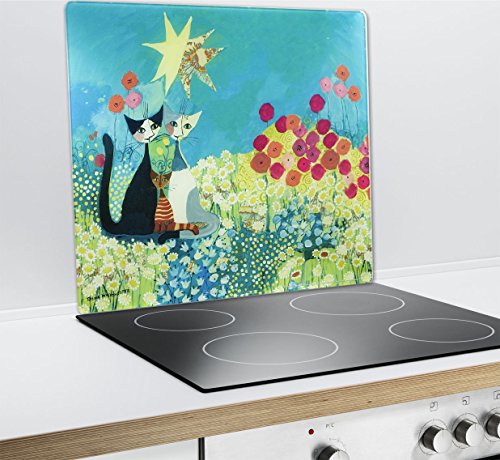 WENKO 2712911500 Multi-Platte Rosina Wachtmeister – für Glaskeramik Kochfelder, Schneidbrett, Gehärtetes Glas, 50 x 0.5 x 56 cm, Mehrfarbig - 2