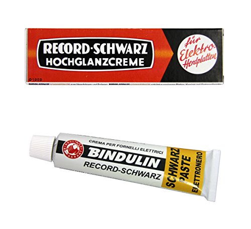 Ofenwichse Schwarzpaste 45 ml Tube RECORD-SCHWARZ (ELEKTROPLATTEN-CREME) für wärmebeständige Metallmattierung zum Verschönern Polieren von Kochplatten Öfen Ofenrohren Kaminplatten KfZ Motorrad Auspuff 45ml - 2