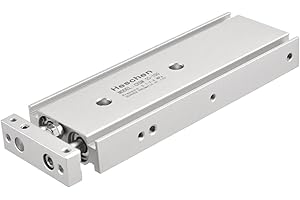Heschen Dual Aluminum Air Cylinder CXSM 15-100 Guide Rod Plate Double Rod Guided Pneumatic Slide Bearing Cushioned 15mm Bore 100mm Stroke Double Acting