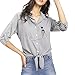Produktbild SuperSU Frauen bestickt Katze Shirt Langarm Bluse Button Tops Oberteile Tunika Chiffon Bluse V-Ausschnitt Elegant Casual Vintage Tunika Lose Hemd T-Shirt Langarmshirt Pullover Oversize Sweatshirt