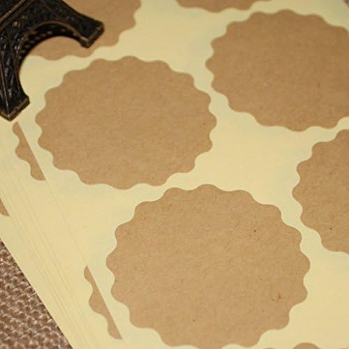 eKunSTreet ® 50pcs (5 Sheets) Rustic 3.8cm x3.8cm Plain Round Scalloped Edge Kraft Stickers Labels Seals Blank for Scrapbooking Decoration,Wedding Craft, Card-making,Self Cooking,Home Baking, Gift Bag wrapping DIY Seals (50)
