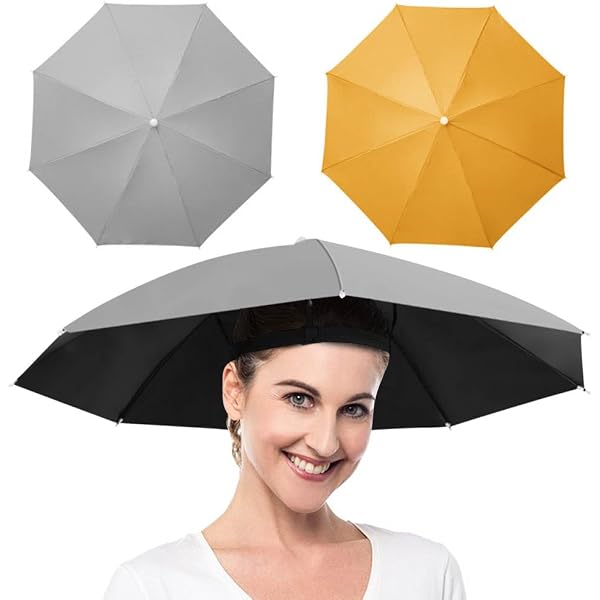 Chapeau-parapluie Sans Mains – Protection UV, Imperméable, 8 Baleines, Ouvert 65 Cm – Pour Pêche, Plage, Randonnée