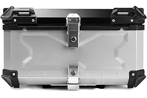 CCACHE Bauletto Scooter Alluminio Top Case Baule da Moto 65L 80L 100L Impermeabile Valigia Bauletti per Moto Quad Motorbike Motocicletta, con Schienale Morbido (Color : d'Argento, Size : 80L)