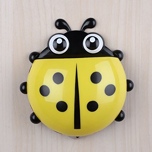 Preisvergleich Produktbild WLGREATSP Lovely Cartoon Marienkäfer Wall Mounted Zahnbürstenhalter, Marienkäfer Zahnpasta Storage Organizer mit Saugnäpfen - Grün, Gelb, Rot, Blau