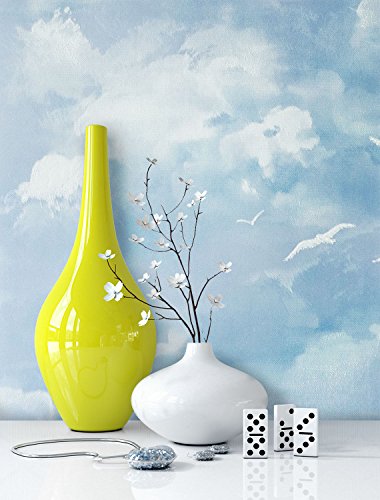 Kindertapete Wolken Himmel in Blau , schöne edle Tapete im natürlichen Design , moderne 3D Optik für Wohnzimmer, Schlafzimmer oder Küche inklusive der Newroom Tapezier Ratgeber mit Tipps