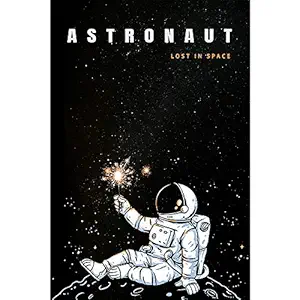 Wildmark 'Astronaut Lost in Space' Sparkle Premium Laminated Wall Poster for Home and Office (Black, 12x18 inches, Paper)