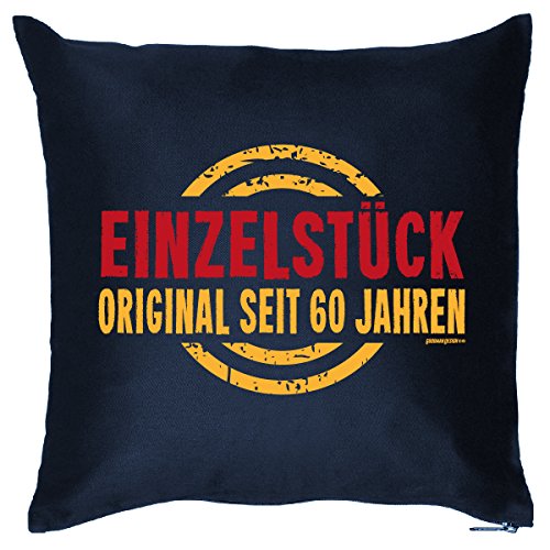 Kissen mit Innenkissen - Einzelstück 60 Jahre Original - lustiger Print - liebes Geschenk zum 60 Geburtstag - 40x40cm blau : )