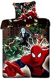 Jerry Fabrics - Spiderman Parure de Lit, Coton, Multicolore, 140 x 200/70 x 90 cm