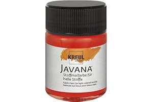 KREUL 91941-50 ml Peinture pour tissu Javana rouge pour tissus clairs, peinture à base d'eau à caractère crémeux, pénètre en profondeur dans les fibres, résistant au lavage après fixation