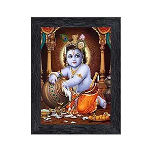 PnF Bal Krishna (Baby) Religious Wood Photo Frames with Acrylic Sheet (Glass) for Worship/Pooja(photoframe,Multicolour,8x6inch)-4861-