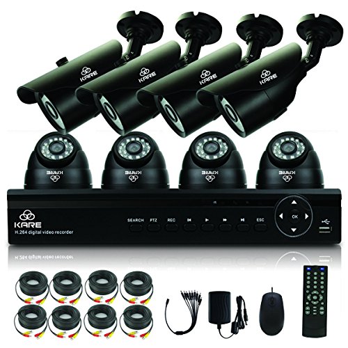 [TRUE 960P HD] KARE 8 Channel CCTV DVR Camera System with 4x Day Night Dome & 4x Bullet Cameras (960p 1280x960 1.3 Mega Pixels, Better Than 720P, Super Night Vision Distance, Email Alerts And Motion Detection, Waterproof IR Night Vision, Black)