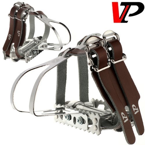 VP Track Fixie Bike Pedals Toe Clips and Leather Straps by VP Componen