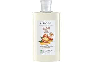 Omia, Bagno Seta Erboristico all'Olio di Argan del Marocco, Bagnoschiuma per Pelli Aride e Irritabili, Rende la Pelle Elastica e Protetta, Dermatologicamente Testato - Flacone da 400 ml