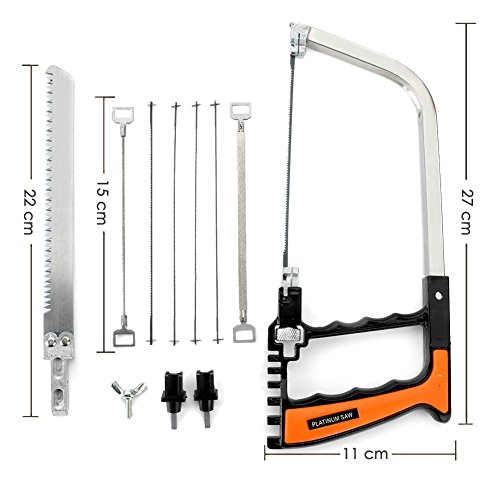 LIVEHITOP Magie Universal Handsäge Set, Tragbar Multifunktionell Handsägen mit 5 Sägeblatt DIY Bügelsägen Werkzeuge für Holz, Metall, Kunststoff, Garten, Glas, Fliesen, Stein (Orange) - 2