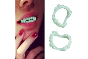 SOLBUM Halloween Vampire Teeth - Glow In The Dark - One Size Fits Adults Children - for Halloween Party,Fancy Dress