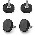 Neodymium Magnets Rubber 22 mm, LNSYSNS 4 PCS Strong Magnets Base with M4 Male Thread Stud, Round Anti Scratch Extra Strong Rubber Covered Mounting Magnets for Attaching Tools, Hanging, Signalling