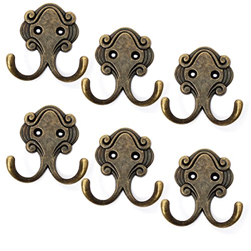 KING DO WAY 6 Stueck Retro Wandhaken Garderobenhaken Gusseisen Kleiderhaken Huthaken Tuer Haken