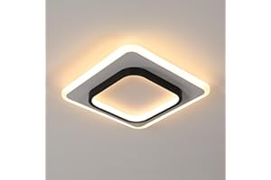Seamoon Plafoniera LED Quadrata, Lampada da Soffitto Moderna 30W, Lampadario LED Soffitto Nero per Camera da Letto Corridoio Cucina Soggiorno, Luce Calda 3000K