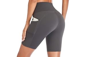 GIMDUMASA Kurze Sporthose Damen Hohe Taille Leggings Blickdicht Kurz Radlerhose Laufhose Yogahose Tights mit Taschen für Damen Sport Training Gym Fitness Yoga GI371