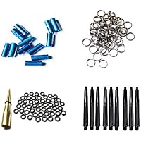 Color azul dardos vuelo pantalla 15 pcs, Plus dardos eje arandela 100 pcs, dardo eje anillos 50 pcs y nailon, 9 pcs