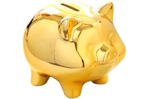 GOPIGITO Huchas Originales para Niños Adultos, Infantil Hucha Cerdito, Personalizada Boda Hucha Grande, Cajero para Ahorrar, Originales Regalos para Parejas, Festivales, Alcancias para Adultos (Dorado)