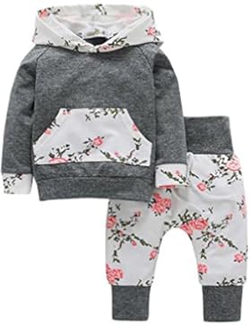 SHOBDW 2pcs Baby Kinder Kleinkind Mädchen Kleidung Set Floral Hoodie Tops + Hose Outfits