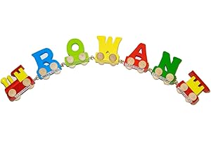 Personalized Colorful Wooden Train Alphabet Letter 5 letters Name by toys.funworld