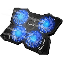 Fosmon Refroidisseur PC Ordinateur Portable de 13 à 17 Pouces, 4 Ventilateurs (1200 RPM) Ultra-Silencieux et Puissant, Support Ventilé et 2 USB Ports Gamer Gaming Plaque pour Laptop, PS4, MacBook Pro