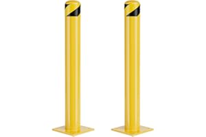 AILATIMOGO Parking Bollard Post, Bollards Steel, 4.5 Inch Diameter Bollard Covers, Yellow Powder Coated Safety Parking Barrier Post, for Traffic Sensitive Areas (2, 36inch)