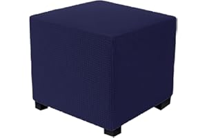 HOOWARM Stretch Hockerbezug Quadratisch/Rund 40x40/45x45CM Gray Ottomane Schonbezug Jacquard Bezug Ottomane Luxuriöser Abdeckung Überzug Hocker Protector Waschbar Hockerabdeckung (Color : A12, Size : 40x40c