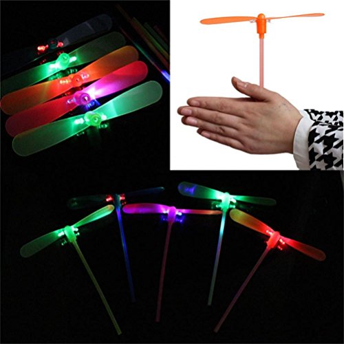 JanlyÂ® Flashing Dragonfly Glow Toy Educational LED Light Up Bamboo-copter Rotor Toy for Outdoor Christmas party Favor Gift