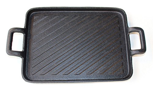 Santos Plancha Grillplatte 25cm x 19cm x 1,8cm – Grillpfanne Gusseisen Gusspfanne Pfanne Grillzubehör Guss für Gasgrill oder Kohlegrill - 2