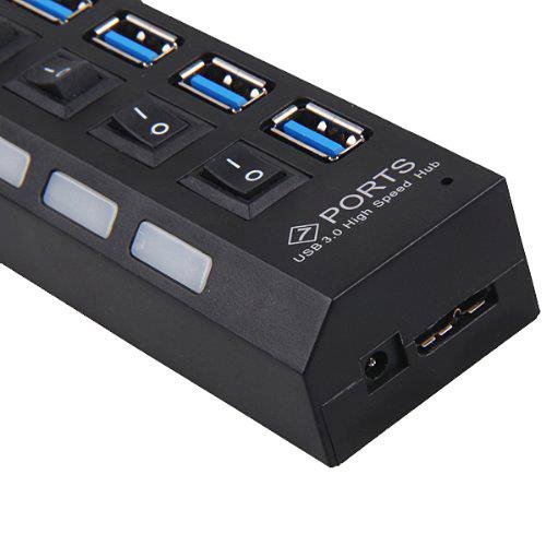 USB HUB,Superspeed USB Datenhub 7 Ports 3.0 Ultralight Verteiler mit Diagnose LED Anzeige Unterstützt Hot Plugin bzw Plug & Play mit Energiespar Schalter für PC Laptop Notebook Computer Windows MAC (Weiß) - 5
