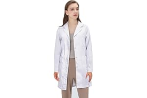 GENERIC Blouse Blanche Lycée Coton, Chimie Laboratoire, Femme Homme Manche Longue Blouse de Médecin Médical avec Poche et Bouton pour Étudiant et Lycée Hospital Industriel Tops