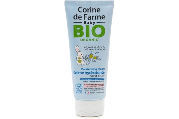 Corine de Farme - Crème Hydratante Parfumée Bio pour Bébé dès la Naissance - à l'Huile d'Olive Bio et au Beurre de Karité Bio - Convient aux Peaux Sensibles - Fabriquée en France