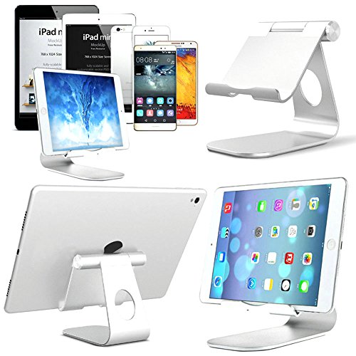 Verstellbare iPad Handy Halterung, Tonyhoney 270 ° Drehbares Phone Dock Smartphones Ständer,Tisch Halterung für Tablets, E-Reader und Smartphones wie iPhone 7 / iPad , Samsung, Huawei,Sony usw–Aluminium Halterung in Silber - 6