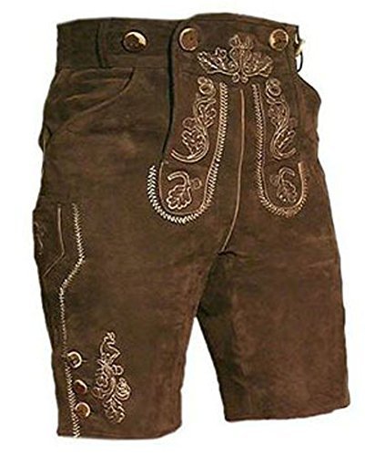 Preisvergleich Produktbild Kurze Lederhose braun Gr. 54 - Trachten Lederhose - Oktoberfest Trachtenhose