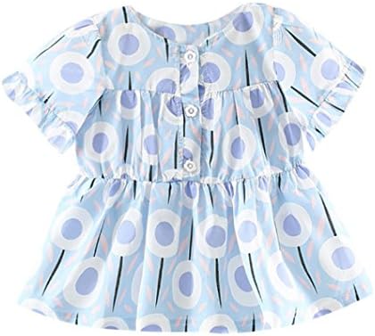 VENMO Cute Baby Girls Princess Dress Summer Clothes Outfits Dot Print Button Down Ruffle Swing Dress for 6-24M Toddlers (Blue, 12M)