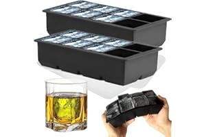 Theuwnee® Platynowa silikonowa forma na kostki lodu, duża, 2 sztuki, silikonowa, z pokrywką, bezzapachowa, można układać w stos i myć w zmywarce, do piwa, whisky, koktajli i przekąsek dla niemowląt, w