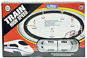 Kids High Speed Plastic Metro Train with Round Track with Sign Boards (Multicolour)