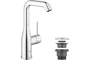 GROHE Essence Robinet pour Lavabo de Salle de bains, Taille L, Mitigeur monocommande sans tirette de vidage, Vidage clic clac inclus, Installation rapide, Chrome, 23799001 (Import Allemagne)