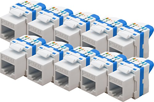 10x werkzeugfreie KeyStone Buchse CAT6a RJ45 Buchse, UTP ungeschirmt für Gigabit Ethernet LAN für einfaches Anschließen ohne Werkzeug