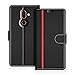 Produktbild COODIO Nokia 7 Plus Hülle Leder Lederhülle Ledertasche Wallet Handyhülle Tasche Schutzhülle mit Magnetverschluss/Kartenfächer für Nokia 7 Plus, Schwarz/Rot