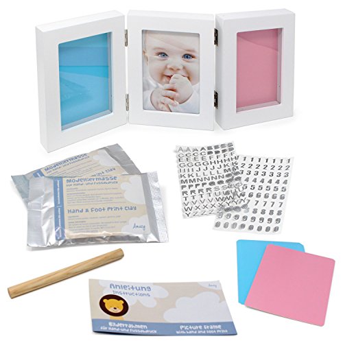 Amazy Bilderrahmen mit Abdruckset – Tolle Erinnerung an Ihr Baby mit Abdruck von Hand und Fuß - 2