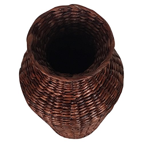 Eshow Rattan Blumentopf Pflanztopf Vase Bodenvase Blumenschmuck Home Decor rund ca. 30L, Braun - 4
